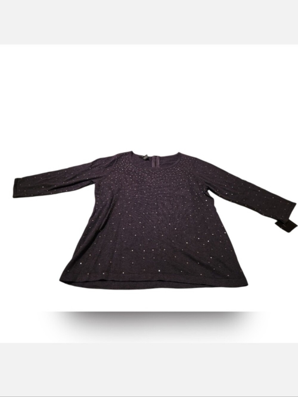 Women’s 1X Alfani Black With Silver Studs Round Neck With Accent Zipper Sweater